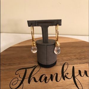 Goldtone and faceted plastic drop earrings